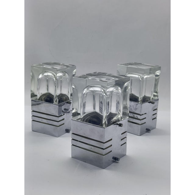Ceiling Lamps in Metal and Glass from Gaetano Sciolari, 1970s, Set of 3 For Sale - Image 3 of 7