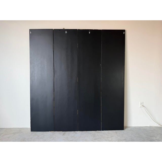 Vintage Hand-Painted Four-Panel Folding Screen – Architectural Landscape Room Divider For Sale - Image 10 of 12