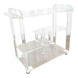 1980s Postmodern Lucite Bar Cart For Sale