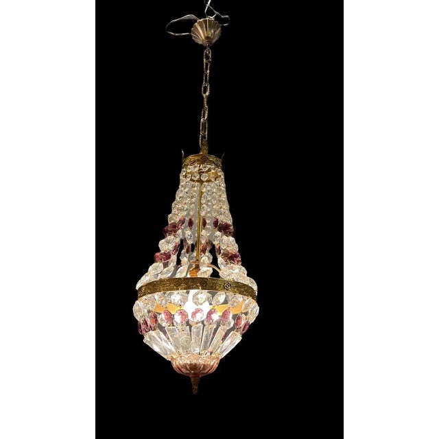 Lavender Italian Crystal Basket Chandelier For Sale - Image 8 of 9