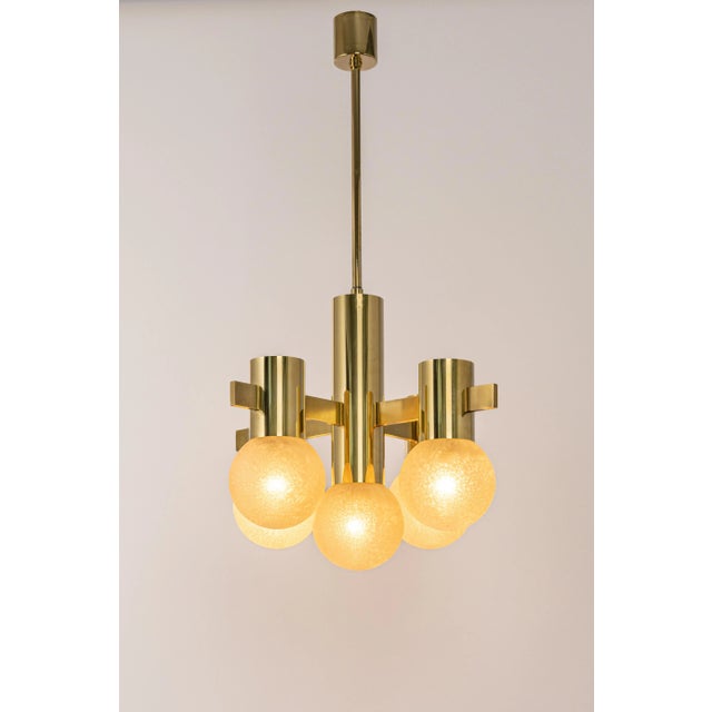 Metal Stunning Sciolari Brass Chandelier, Italy, 1960s For Sale - Image 7 of 13