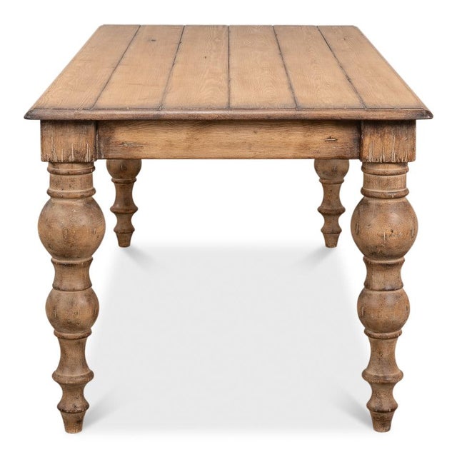 Farmhouse Dining Table in Reclaimed Pine with Turned Legs For Sale In Raleigh - Image 6 of 12