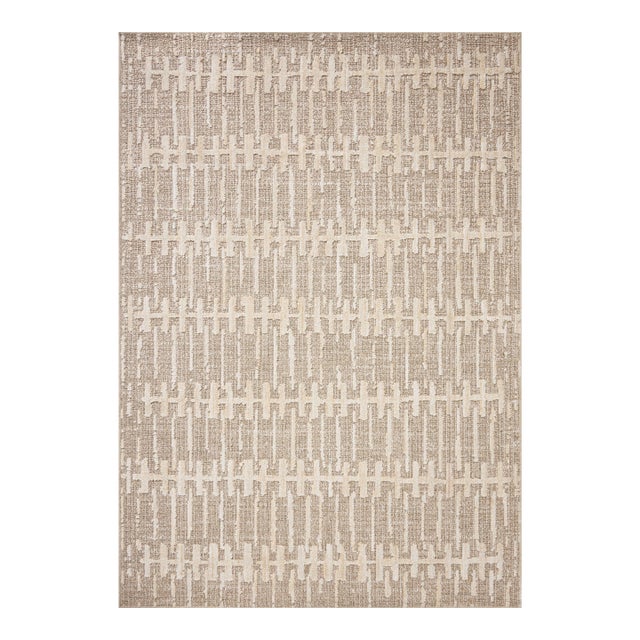 Amber Lewis x Loloi Bexley Rug in Taupe / Natural 6'-6" x 9'-3" Area Rug For Sale
