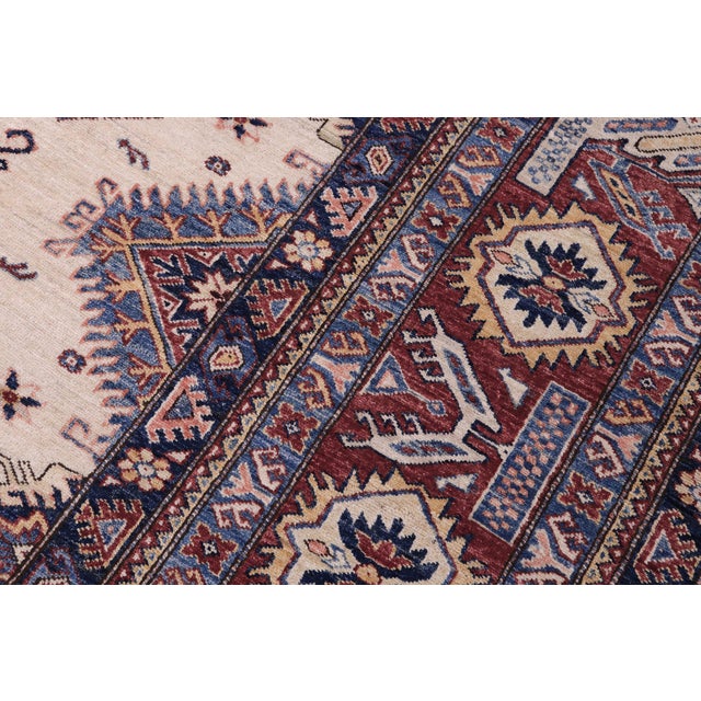 1990s Boho Chic Super Kazak Beige/Red Wool Rug - 12'0'' X 16'0'' For Sale - Image 5 of 10