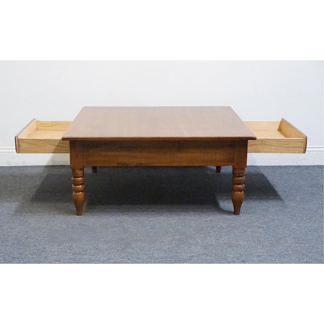 Durham Furniture Solid Cherry Early American Style 38" Square Accent Coffee Table - Made in Canada For Sale - Image 9 of 13