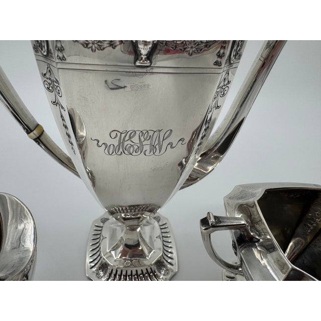 Mid 20th Century 3 Piece American Tea Set by Frank W. Smith Silver Co. Mid 20th Century For Sale - Image 5 of 9