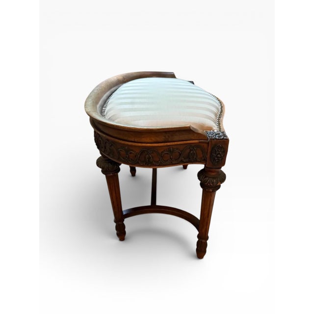 Antique Irish Carved Dressing Table Stool With Upholstered Seat For Sale In Boston - Image 6 of 10