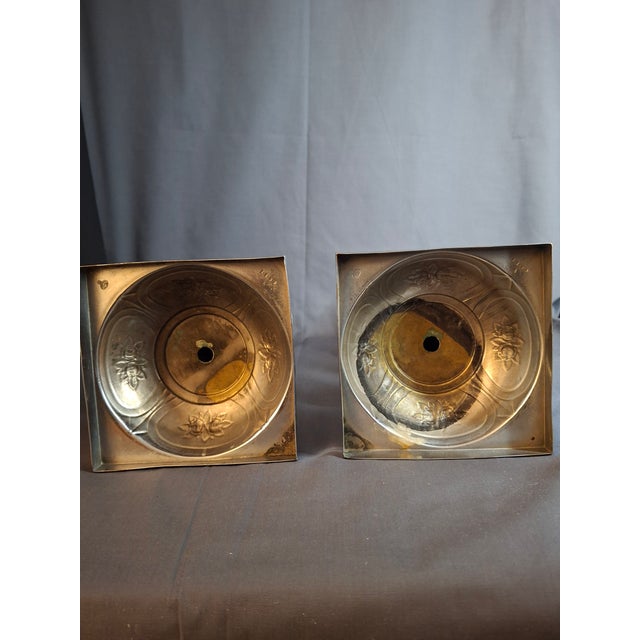 Antique Norblin Warszawa Silverplate Shabbat Candlesticks 12" Rose Judaica Pair 1890 For Sale - Image 14 of 18