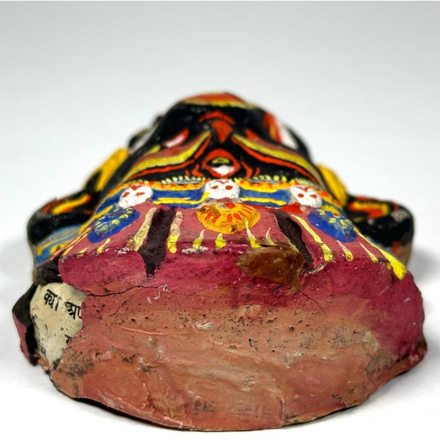 Mid 20th Century Nepalese Hindu Ganesh Papier Mache Mask, Hand Painted Miniature For Sale - Image 6 of 10