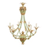 Vintage Palm Beach Regency Faux Bamboo Chandelier "The Philippe" - Newly Painted For Sale