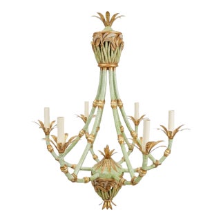 Vintage Palm Beach Regency “The Phillipe” Faux Bamboo Chandelier “- Newly Painted For Sale