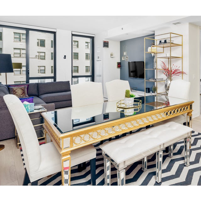 A statement piece from One Kings Lane's Gold + Mirrored collection, this dining table brings old-Hollywood glamour to any...