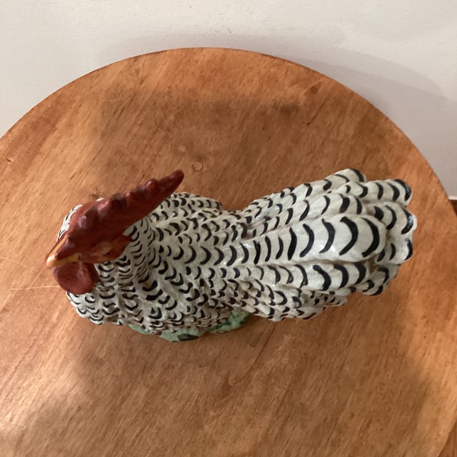Vintage Authentic Italian Hand-Painted Ceramic Rooster and Tiny Hen Sculpture For Sale - Image 9 of 12