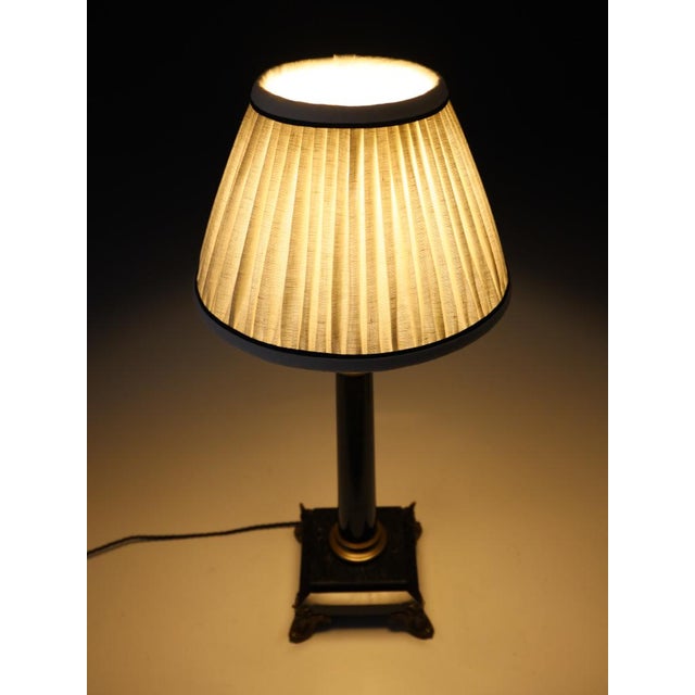 Late 19th Century Antique 19th Century French Black Marble Column Table Lamp with Gilt Rococo, 1890 For Sale - Image 5 of 17