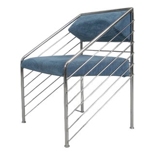 Italian Armchair in Upholstery Fabric and Chrome Frame, 1970s For Sale