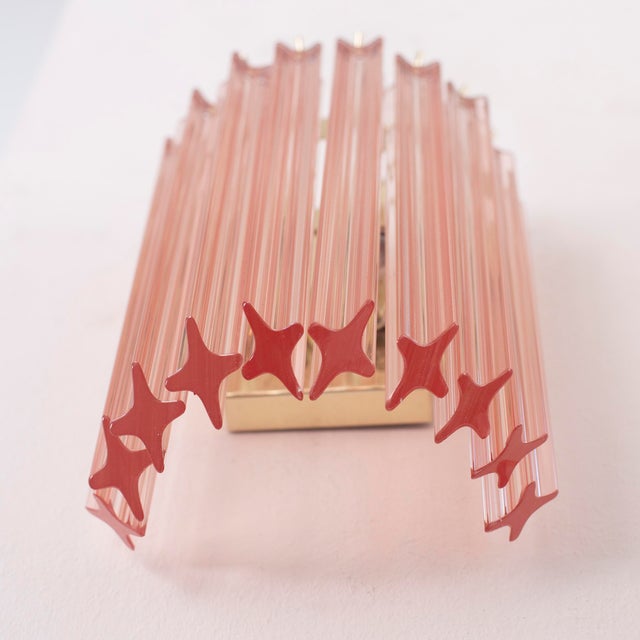 1990s Vintage Italian Wall Lamps with Murano Glass Pink, 1990s, Set of 2 For Sale - Image 5 of 13