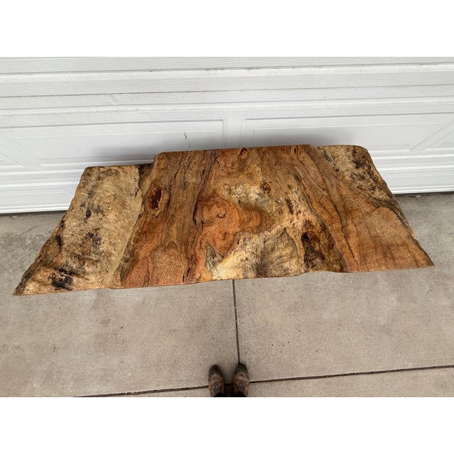 Farmhouse 1990s Statement Live-Edge Mango Wood "Window" Slab For Sale - Image 3 of 18