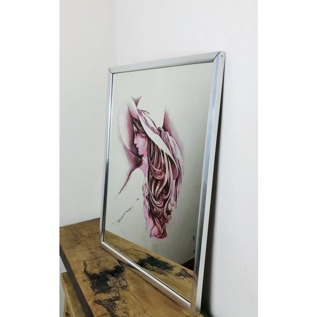 Vintage Art Nouveau Mirror with Lady with Hat For Sale - Image 6 of 6