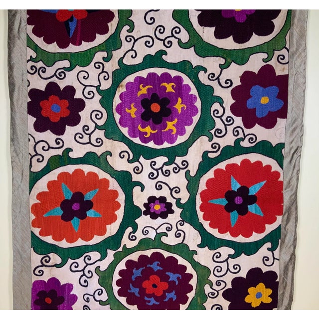 Antique Suzani Panel Wall Hanging For Sale - Image 4 of 12