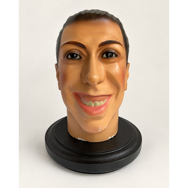 Rare french sculptural head of fernandel – art deco period – glass eyes an exceptionally unusual and expressive french...