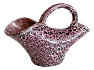 Studio Ceramic Art Vase in Pink, Black, and White with Crater Glaze from Clemens & Huhn, Tübingen, Germany, 1950s