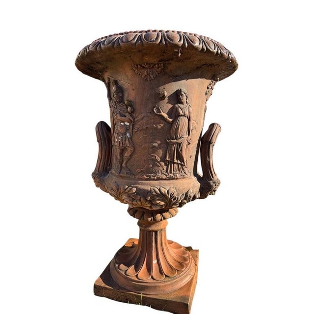 Large Handcrafted Tuscan Terracotta Medici Urns from Impruneta, 1970 For Sale - Image 3 of 6