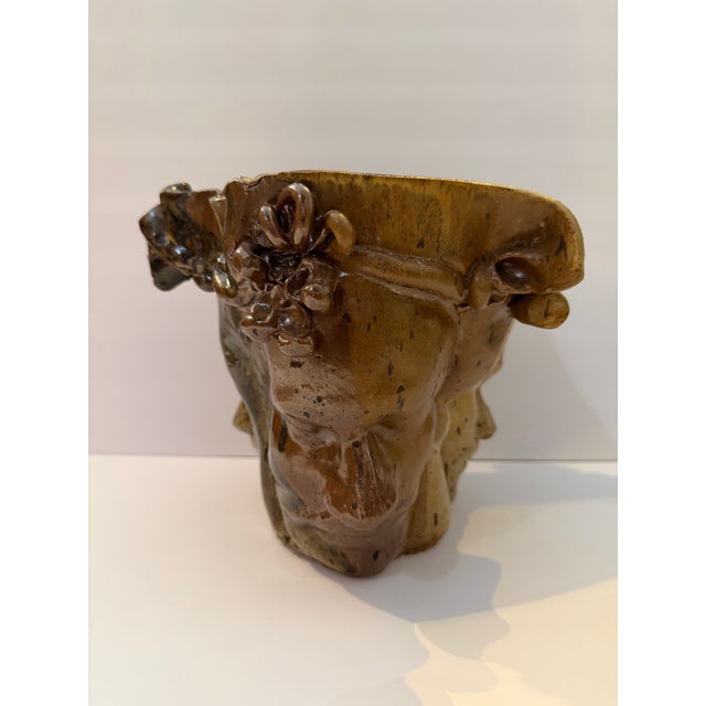 Vintage Studio Pottery Sculptural Face Vessel For Sale - Image 4 of 8