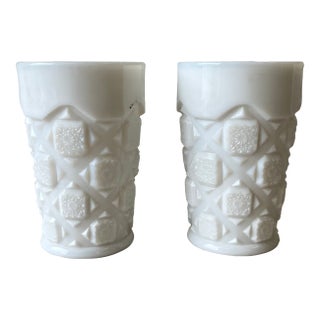 Vintage Milk Glass Tumblers – Set of 2 For Sale