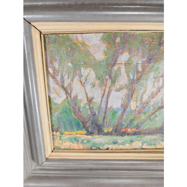 Textile Early 20th Century Canadian Impressionist Fauvist Oil Painting of Trees For Sale - Image 7 of 11