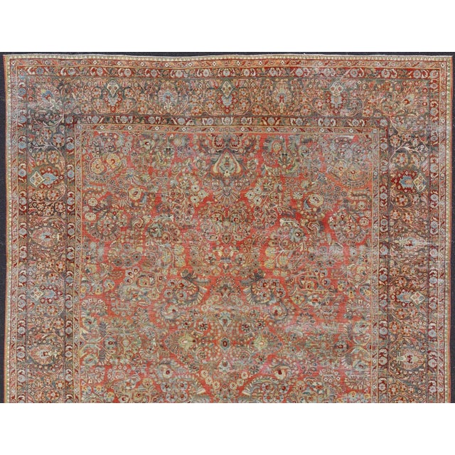 Traditional Early 20th Century Antique Persian Sarouk With All-Over Floral Design on a Light Red Field For Sale - Image 3 of 13