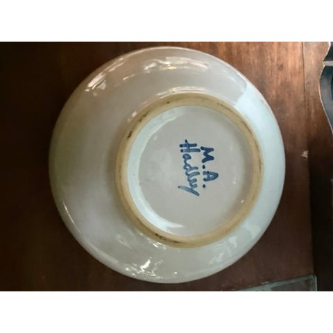 American Late 20th Century Signed Authentic Mary Hadley Blue and White Sailboat Bowl For Sale - Image 3 of 6