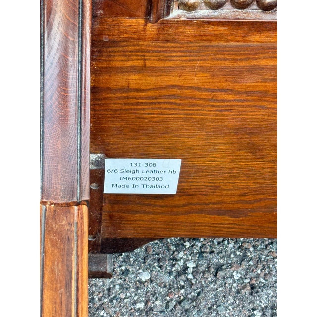 King Size Wood Leather Sleigh Bed Frame For Sale In Tampa - Image 6 of 6