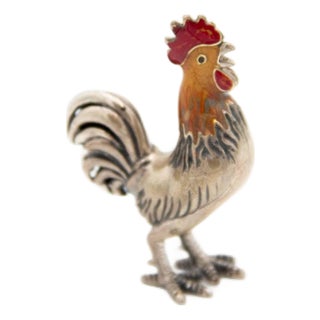 Perfectly Shaped Miniature Silver Rooster For Sale