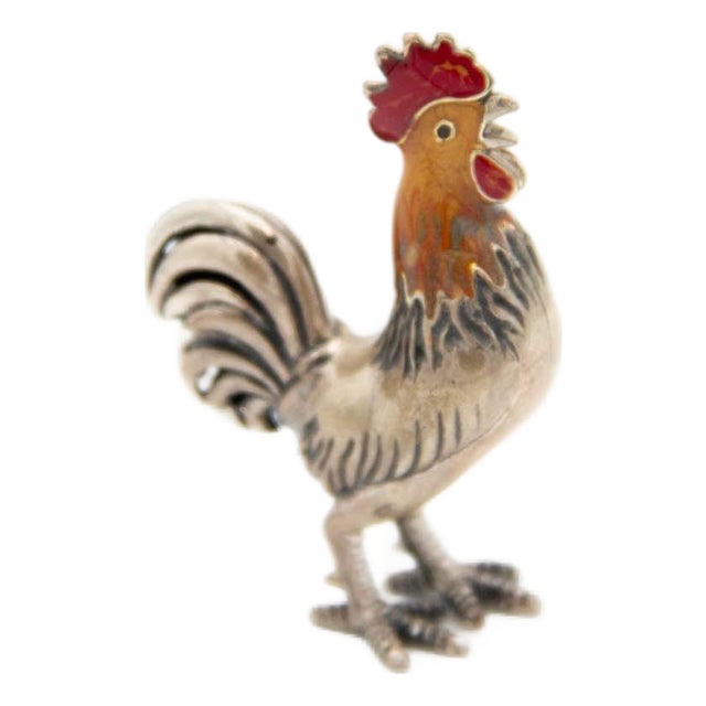 Perfectly Shaped Miniature Silver Rooster For Sale