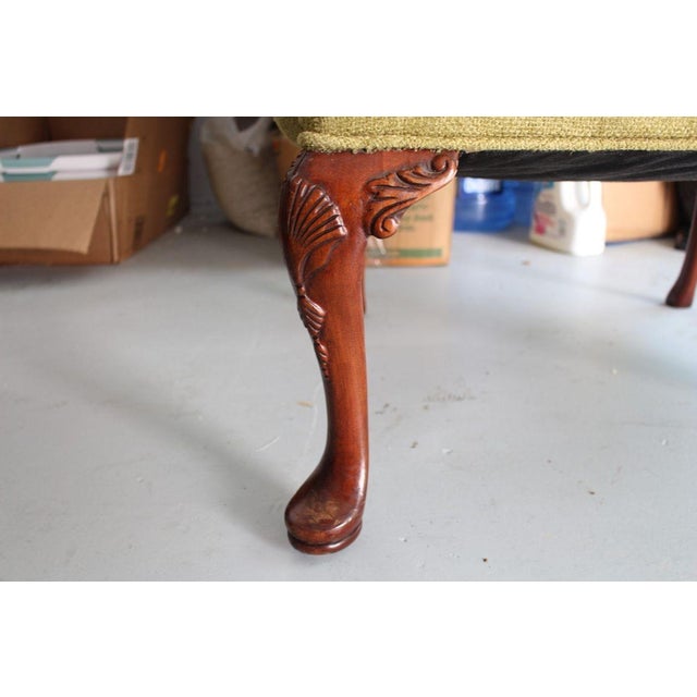 Vintage Queen Anne Style Chenille Wingback Chairs - Set of 2 For Sale - Image 11 of 14