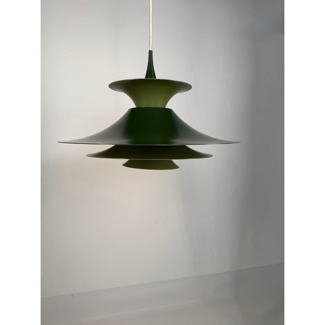 Forest Green Radius Pendant Lamp in Dark Green by Erik Balslev for Fog & Mørup, Denmark, 1970s For Sale - Image 8 of 9