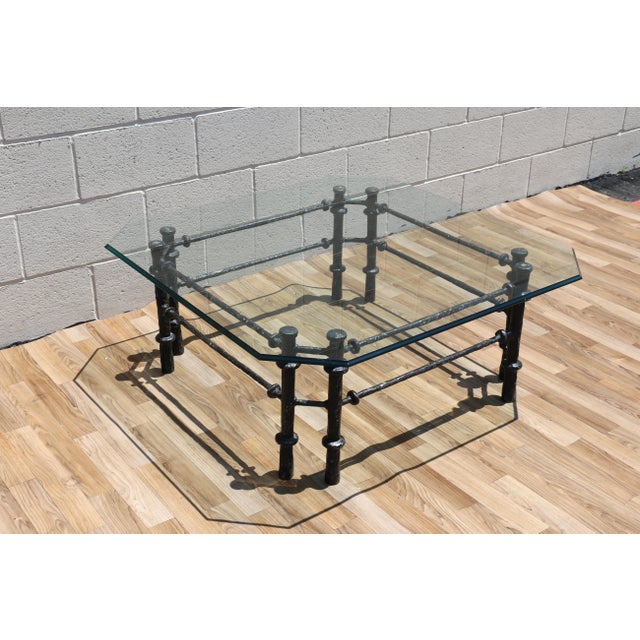 Vintage Giacometti Style Brutalist Sculptural Metal & Glass Coffee Table, 1970s For Sale - Image 11 of 18