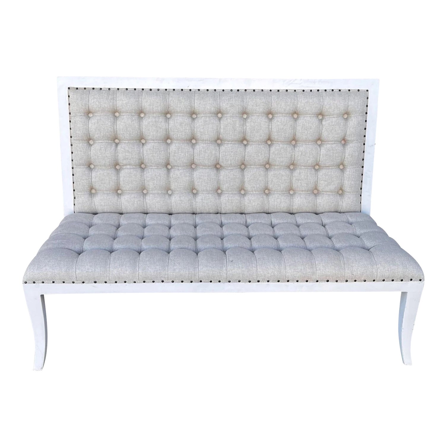 French Country High Back Tufted Settee