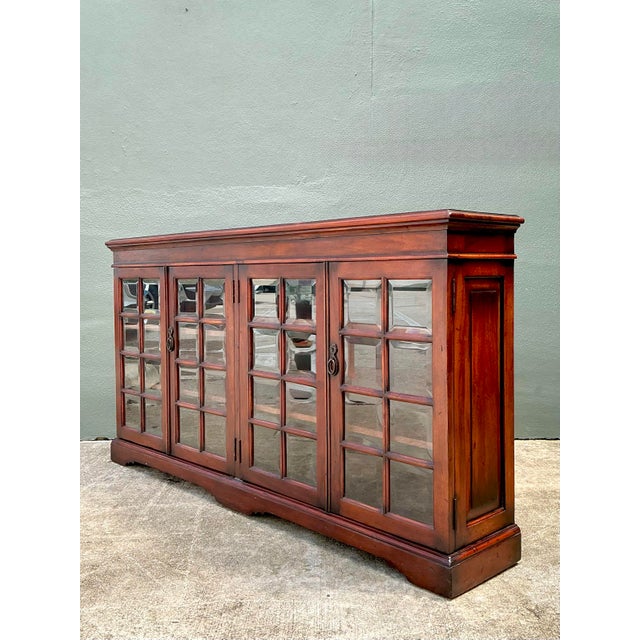 Vintage Beveled Glass Library Cabinet For Sale - Image 12 of 12