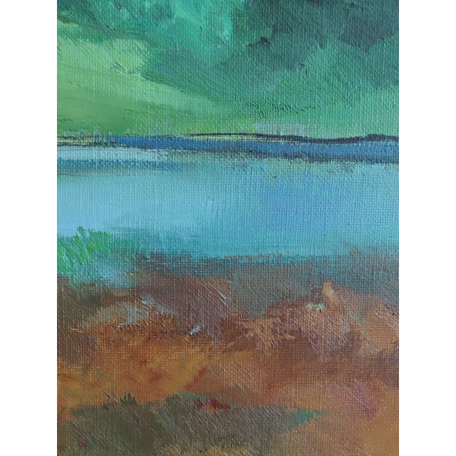 Mid-Century Modern 'House Beyond the Green' Vintage Swedish Expressive Landscape Oil Painting, Framed For Sale - Image 10 of 11