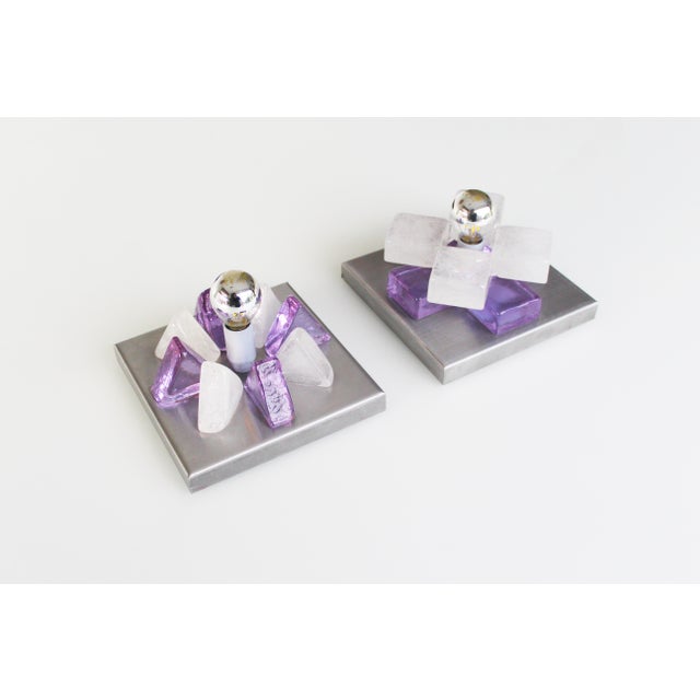 Brutalist Glass Wall Sconces by Albano Poli for Poliarte, 1970s, Set of 2 For Sale - Image 11 of 11