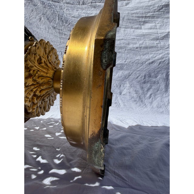 Vintage Hollywood Regency Gilt Metal Orb Pedestal Coffee Table With Glass Top – 24” For Sale - Image 14 of 14