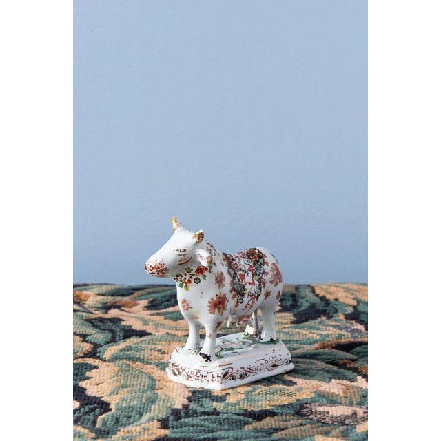 Dutch Delft Polychrome Cow, 18th Century For Sale - Image 4 of 9