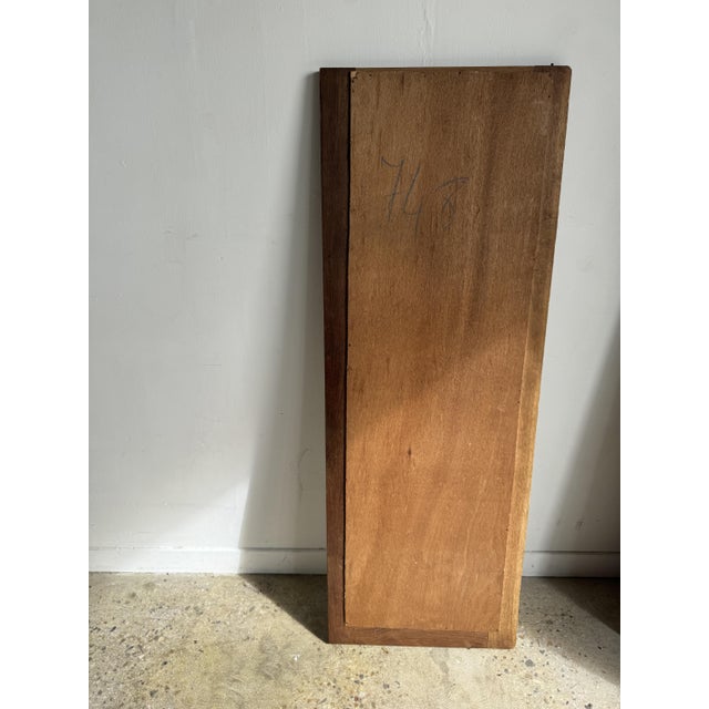 Antique Mirror in Brown Oak with Beveled Glass and Keyhole Escutcheon, 1980s For Sale - Image 14 of 16
