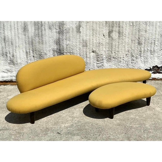 Wood Vintage Boho Isamu Noguchi Biomorphic Sofa and Ottoman For Sale - Image 7 of 10