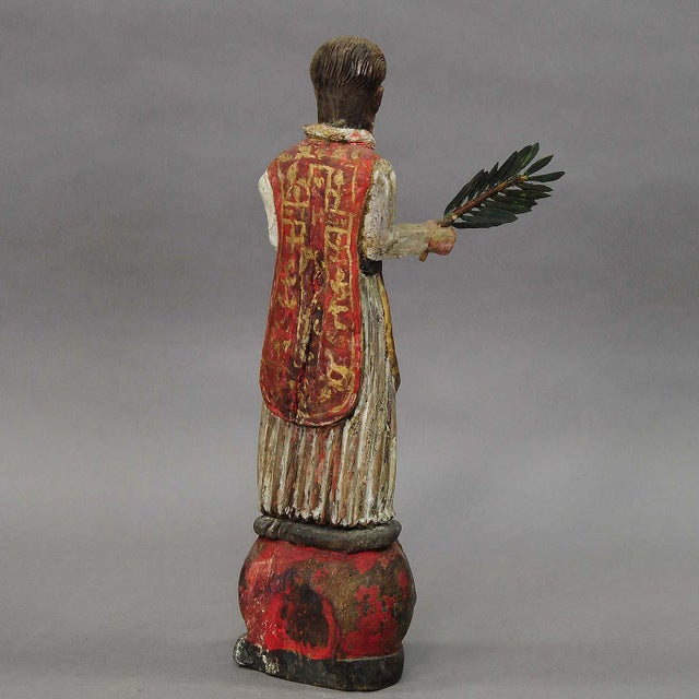 Wooden Carved Sculpture of a Saint Ca. 1850 For Sale - Image 6 of 7