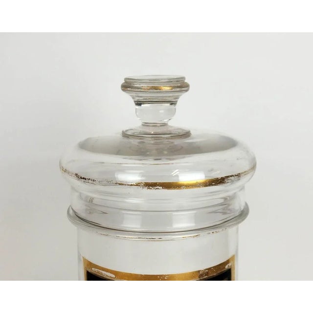 Glass Glass Pharmacy Jar with Cristaux de Soda Inscription For Sale - Image 7 of 11