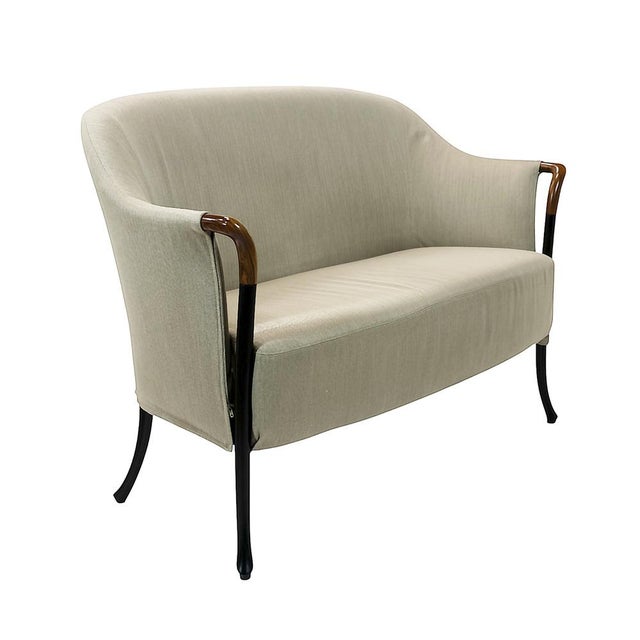 Set of Giorgetti Progetti sofa/loveseat with pouf, designed by Umberto Asnago. Manufacture date circa 1980s by Giorgetti,...