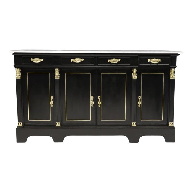 Empire Buffet With Marble Top and Original Brass Hardware For Sale