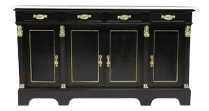 Empire Buffet With Marble Top and Original Brass Hardware